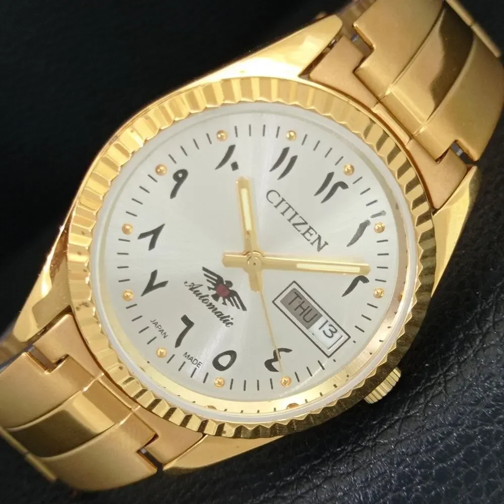 Vintage 1970 Citizen Automatic Mens Gold Watch W/daydate & Gold Accents